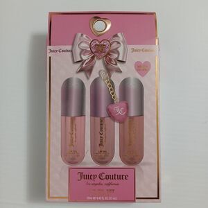 Juicy Couture 3 Piece Variety Lip Oil Set with Heart Charm Gift New